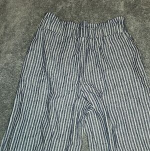 Laundry by Shelli Segal Linen‑Blend Striped Blue/White Wide‑Leg Pants 27”